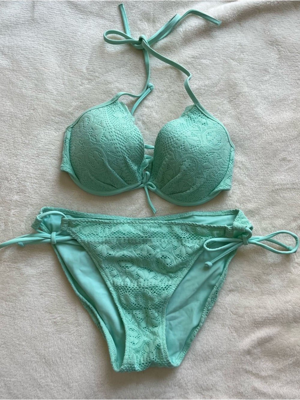 Victoria's Secret Mint Lace Push-Up Bikini Set